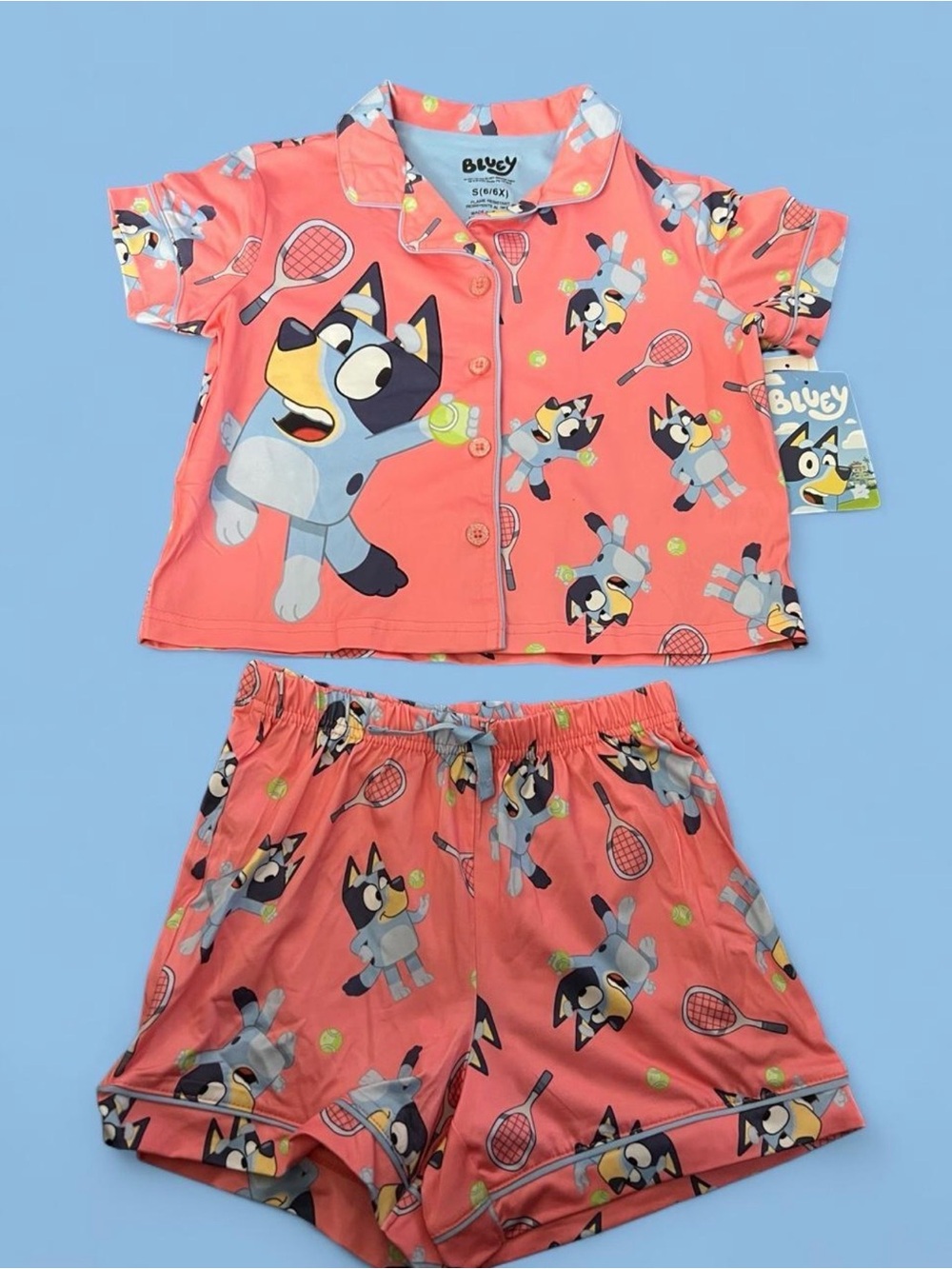 Bluey pajama 2 piece set shorts and shirt girls small 6